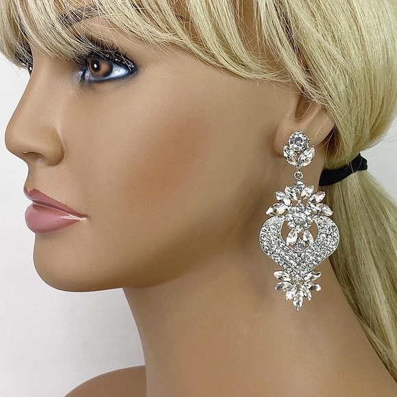 BACK IN STOCK Stunning 3.5" Crystal Chandelier Earrings - Picture 7 of 9